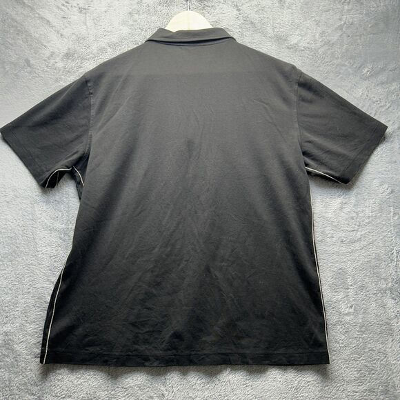 Bugatchi Quarter Zip Polo Shirt Mens Large Black Cotton Short Sleeve Stitch - Picture 2 of 10